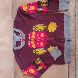 Knitted Dove Hot Pink Owl cardigan wool blend
